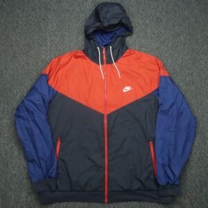 Nike Jacket Men 3XL Blue Red Windrunner Hooded Full Zip Pocket Colorblock Track